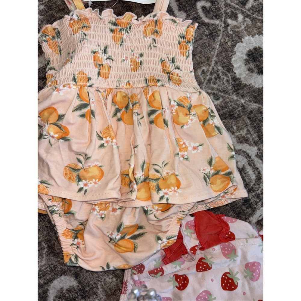 2 X Milkberry Baby Girl Size 6-9 Month Rompers Outfit Ruffles Sunglasses Bamboo - Picture 4 of 5